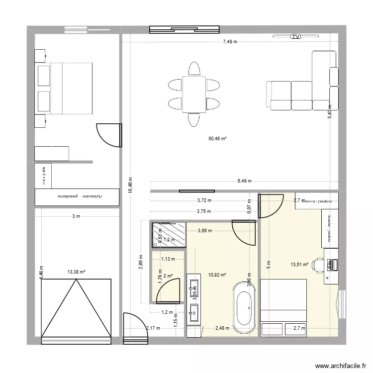 Maison PDB. Plan de 5 pièces et 90 m²