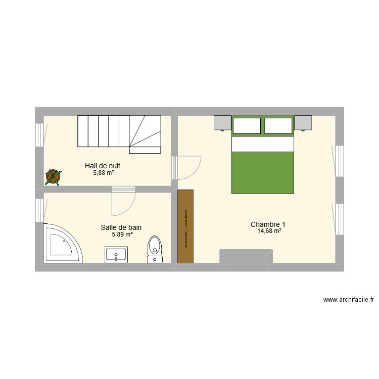 Plan 1er Jupille . Plan de 4 pièces et 27 m2