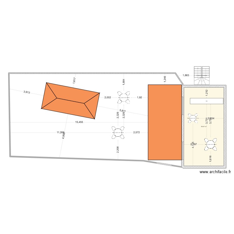 BLIDA. Plan de 1 pièce et 39 m2