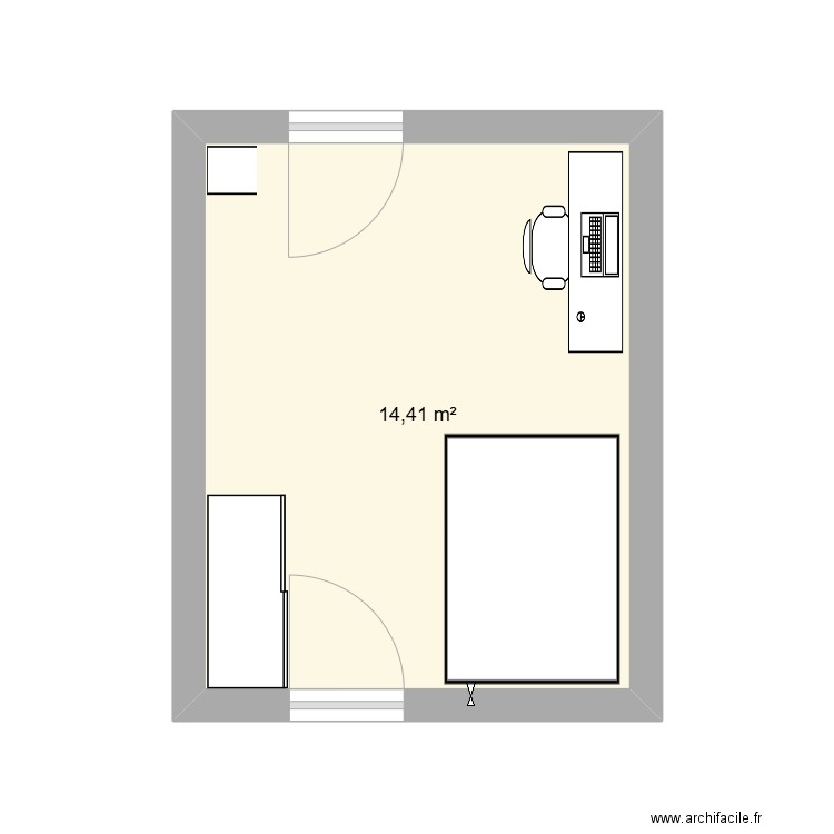 Chambre_Epalinges_1. Plan de 1 pièce et 14 m2