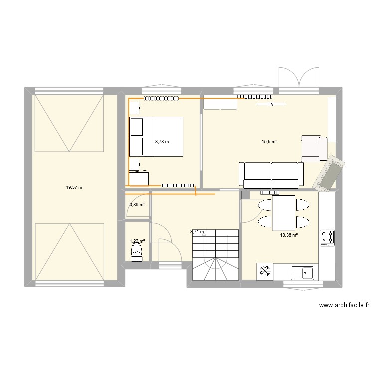 TEST3. Plan de 7 pièces et 65 m2