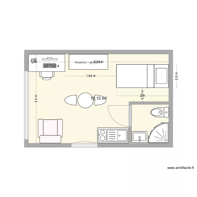 Kot. Plan de 1  et 18 m²