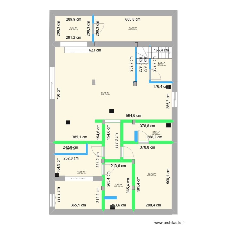 Rez de chaussée - Entrée et buanderie - 20 juillet 25 bis. Plan de 9 pièces et 124 m2