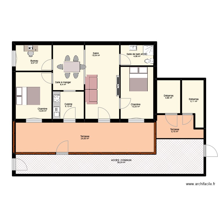 MADEC  ESTAQUE. Plan de 12 pièces et 125 m2
