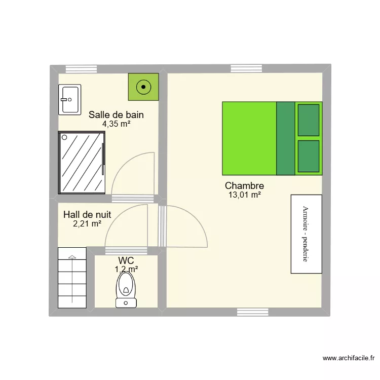 Appart Etage - Ruisseau. Plan de 4  et 21 m²