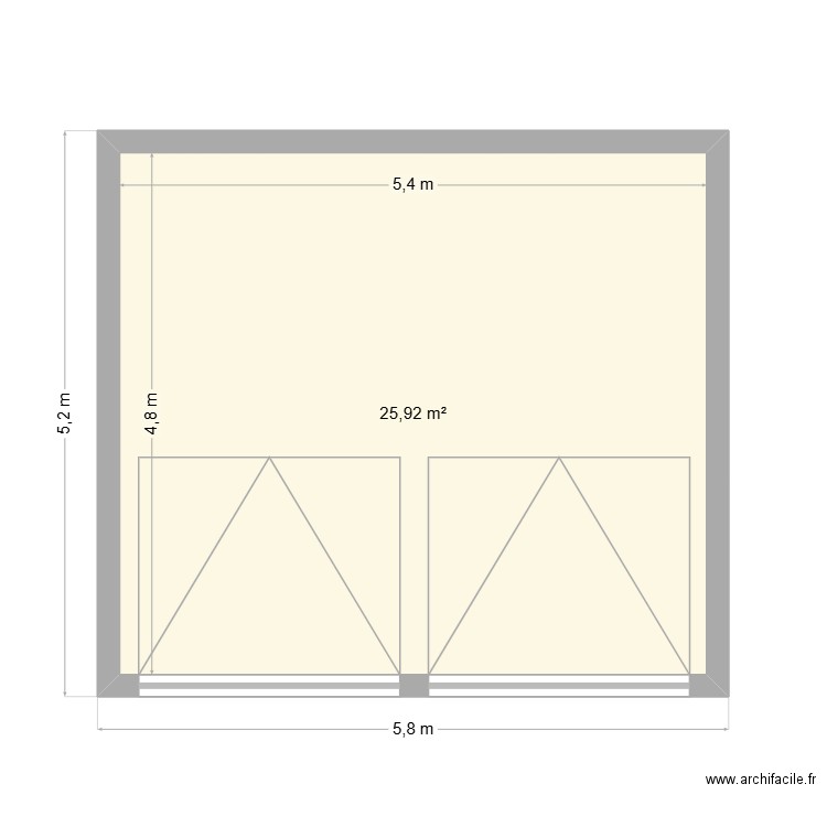 garage papa. Plan de 1 pièce et 26 m2
