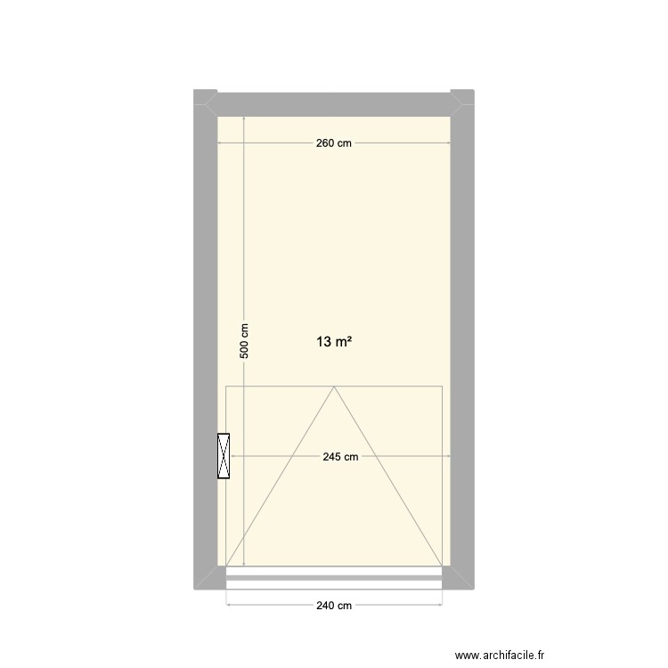 box 221. Plan de 1 pièce et 13 m2