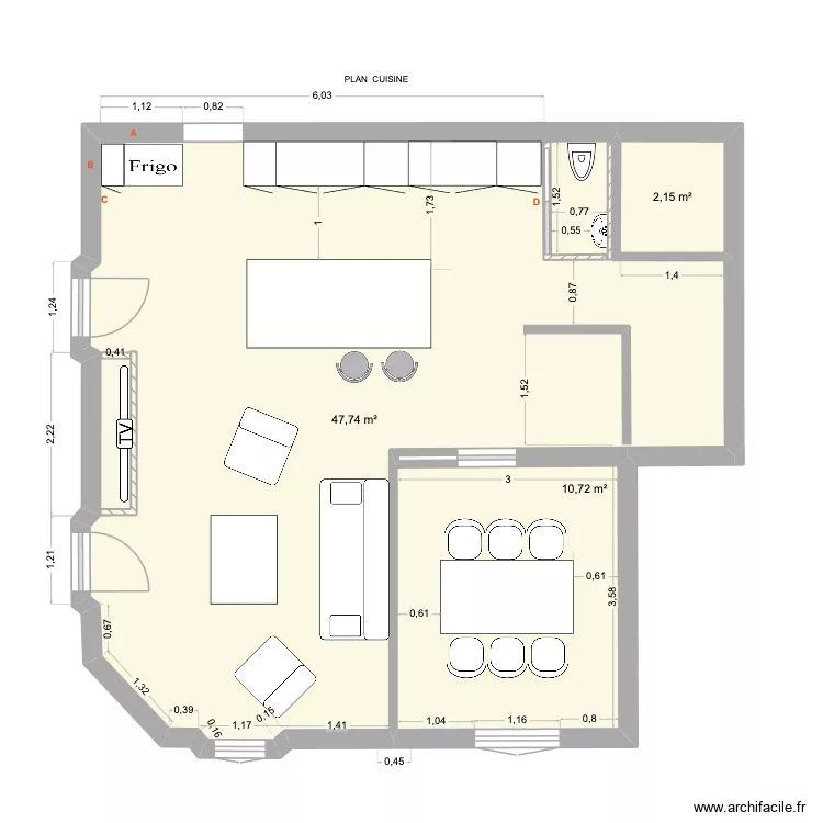 POILUS 3. Plan de 3 pièces et 61 m² POILUS 3. Plan de 3 pièces et 61 m²