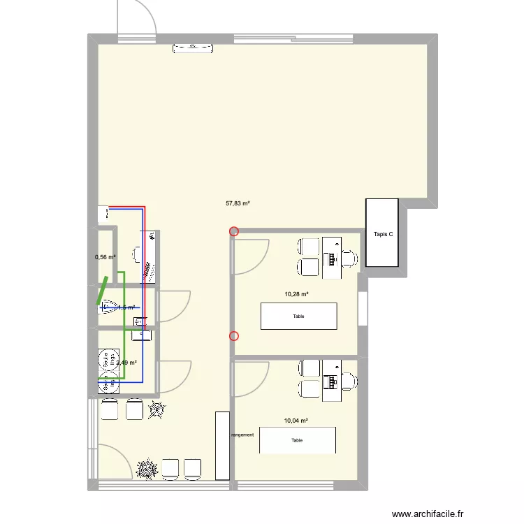 CKS-Jurbise Greg Evac et arriv&eacute;e. Plan de 6  et 83 m²