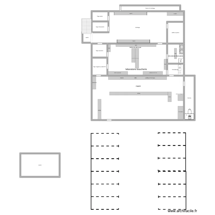 boucherie sullian. Plan de 14  et 358 m²