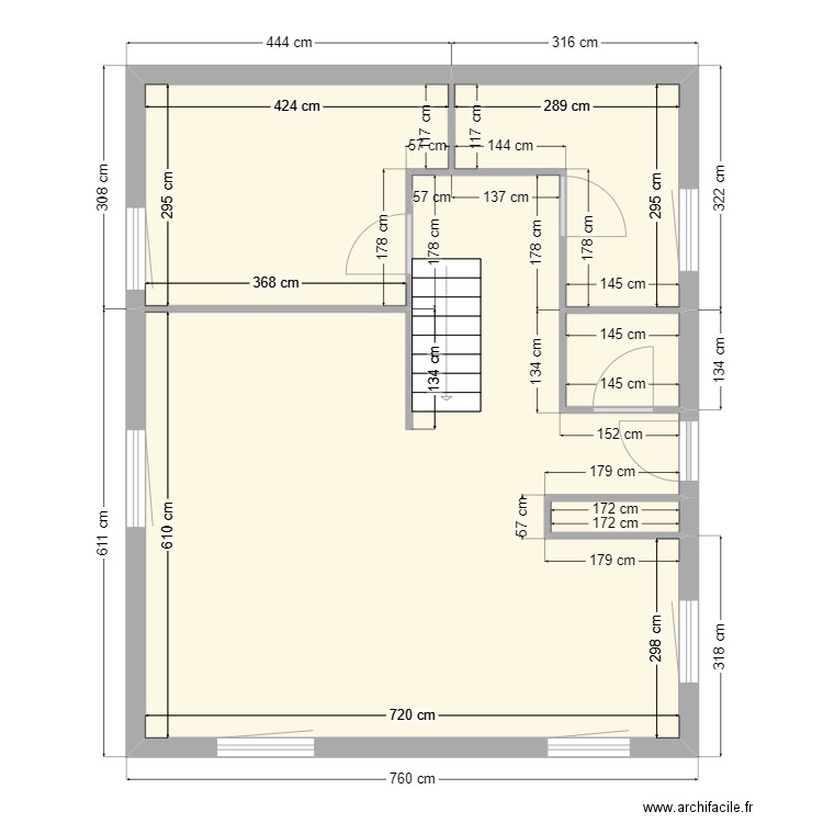 rdc plan echelle. Plan de 4 pièces et 60 m2