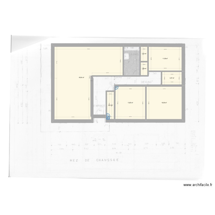 Juigné 1. Plan de 8 pièces et 100 m2