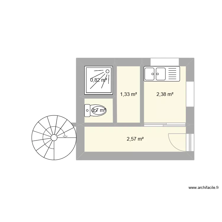 Salle d'eau 2. Plan de 5 pièces et 8 m²