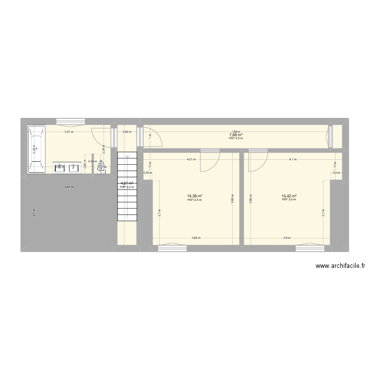 Vaumort projet R+1. Plan de 9 pièces et 59 m2