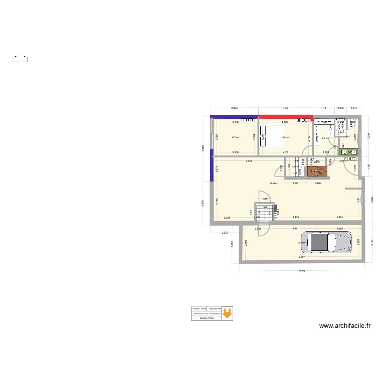 MAISON  LEXTENSION SOTTEVILLE modifi&eacute;. Plan de 0 pièce et 0 m2
