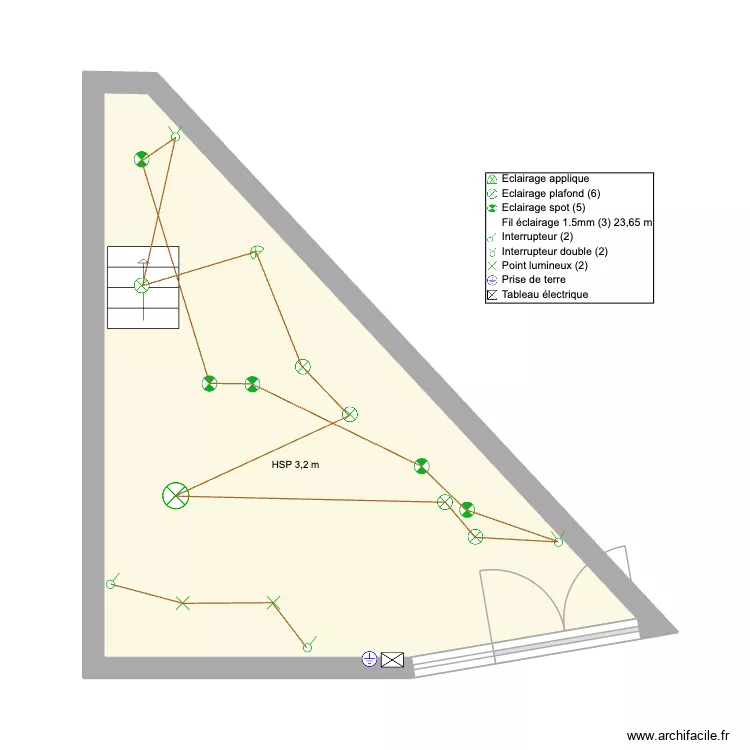 Rez-de-chauss&eacute;e LUMINAIRES. Plan de 1  et 25 m²