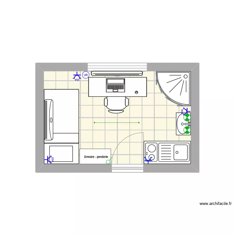 KOT16. Plan de 1  et 9 m²