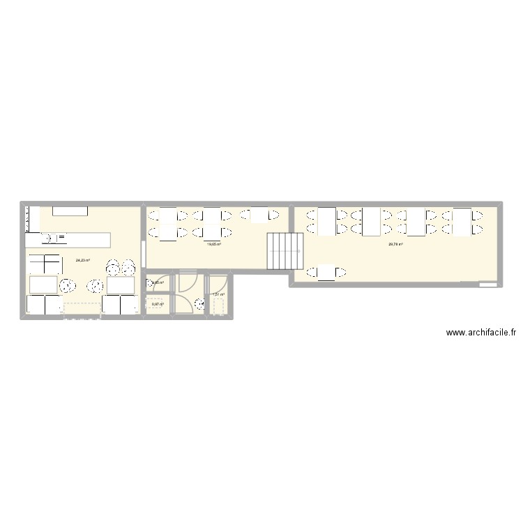 rainbowfox. Plan de 6 pièces et 77 m2