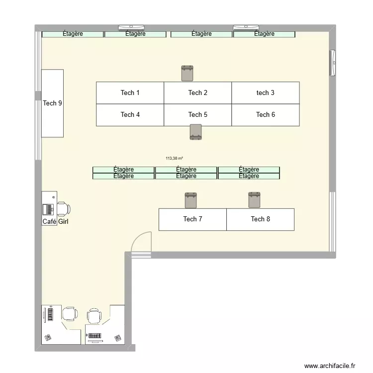 Atelier V2. Plan de 1 Pièce et 113 m² Atelier V2. Plan de 1 Pièce et 113 m²