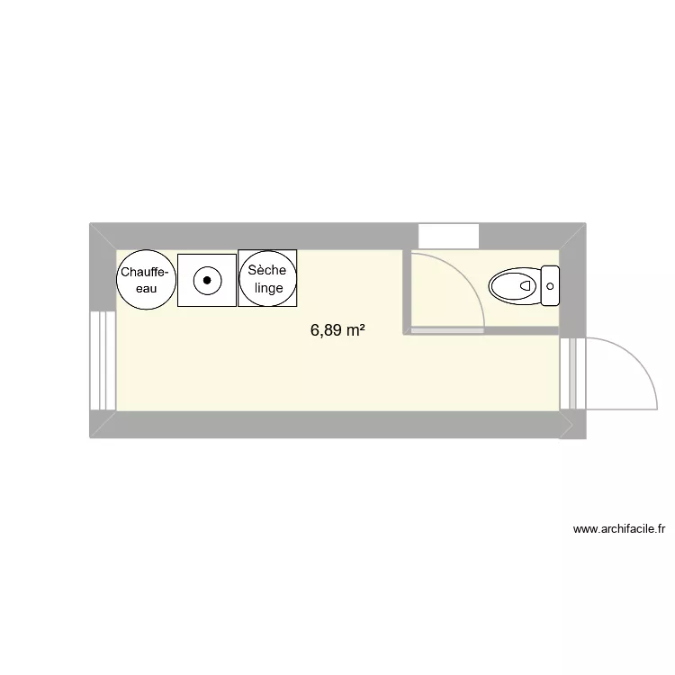 Buanderie WC YVIQUEL. Plan de 1  et 7 m²