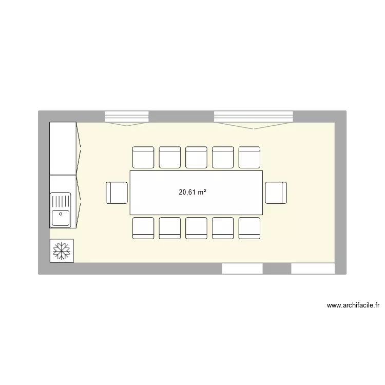 CUISINE. Plan de 1 Pièce et 21 m²