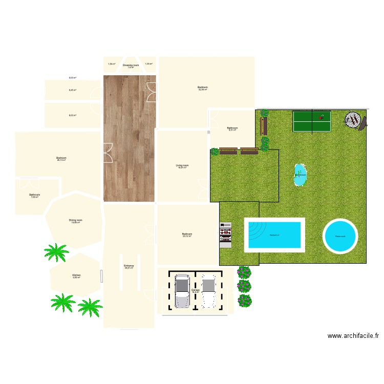 house. Plan de 16 pièces et 212 m2