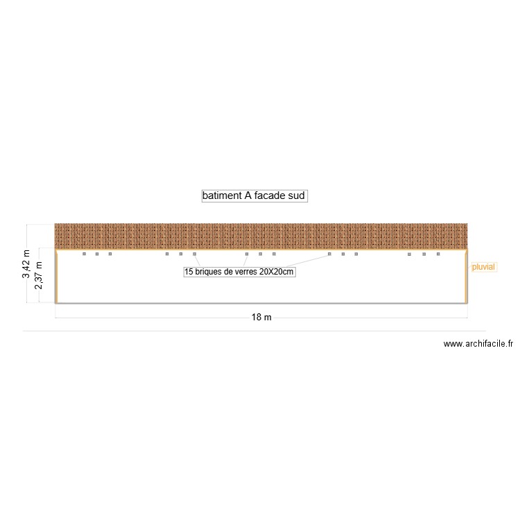 batiment A facade sud. Plan de 1 pièce et 43 m2