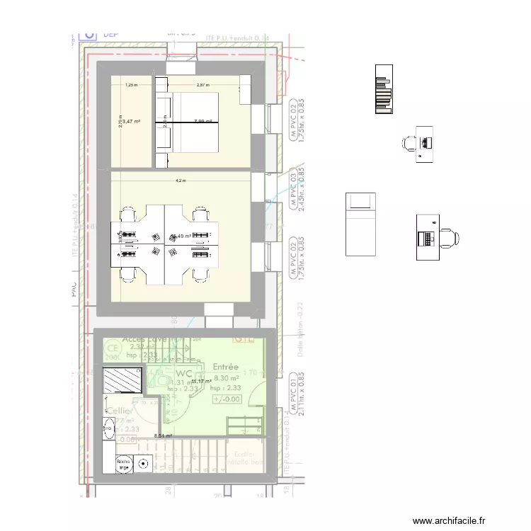 BasActuel. Plan de 5  et 48 m²