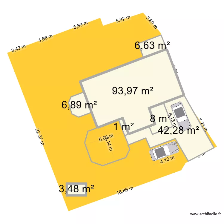 M. Alberti Terrain. Plan de 7  et 162 m²