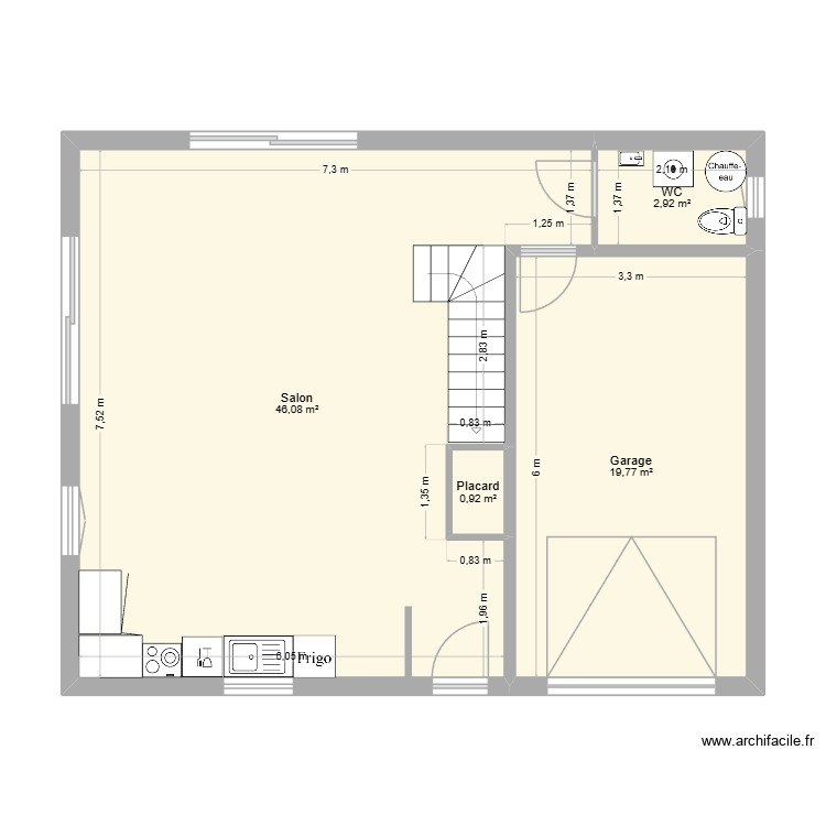 maison vignaux v2 garage rdc. Plan de 0 pièce et 0 m2