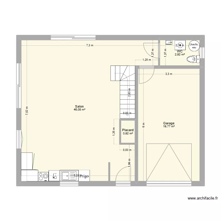maison vignaux v2 garage rdc. Plan de 10  et 137 m²