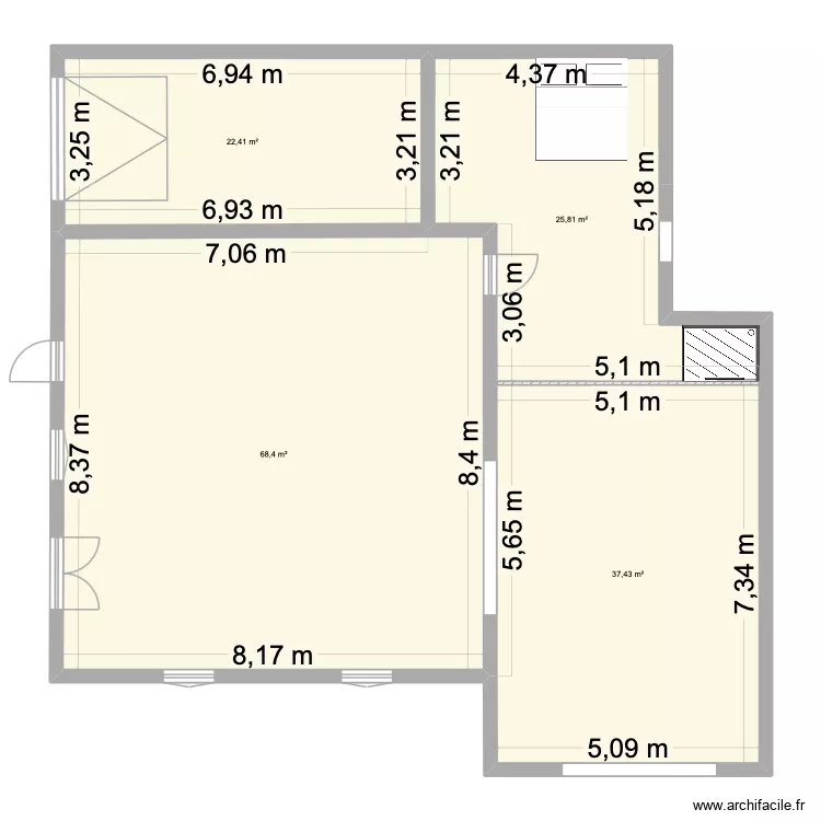 EXTENSION QUAIX 2. Plan de 4  et 154 m²
