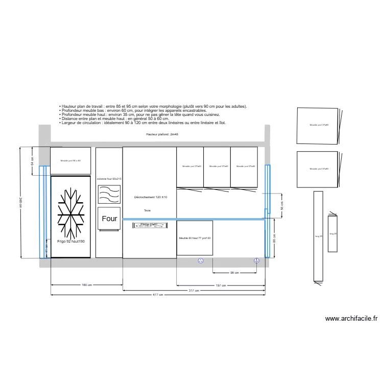 Cuisine Rossan_coté cuisson frigo amé. Plan de Cuisine Rossan_coté cuisson frigo amé. Plan de