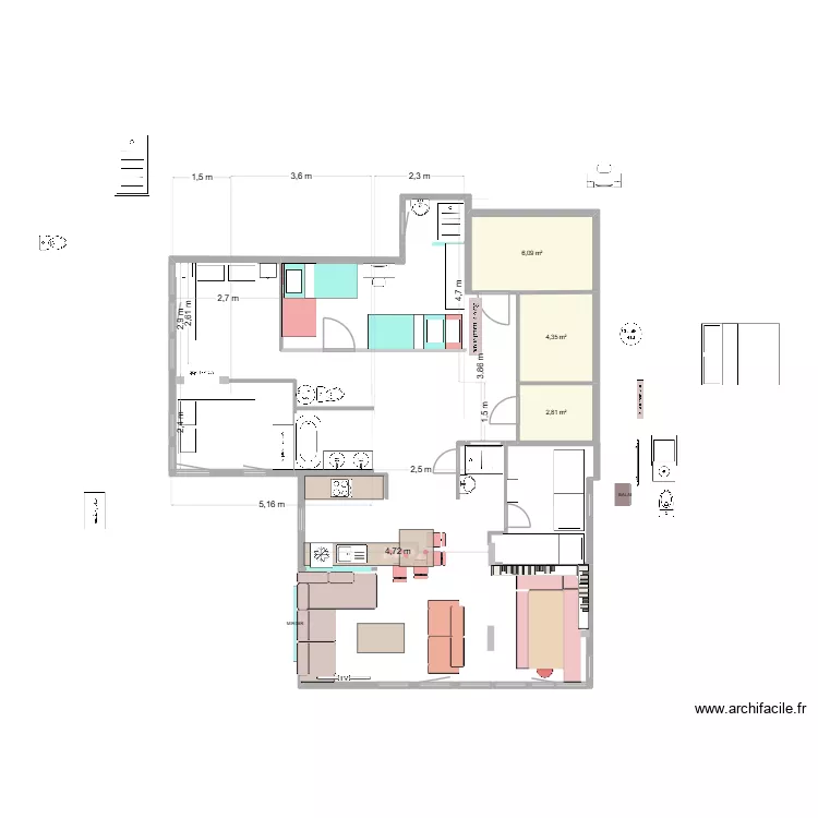 Val D\'isere Franck V3. Plan de 3  et 13 m²