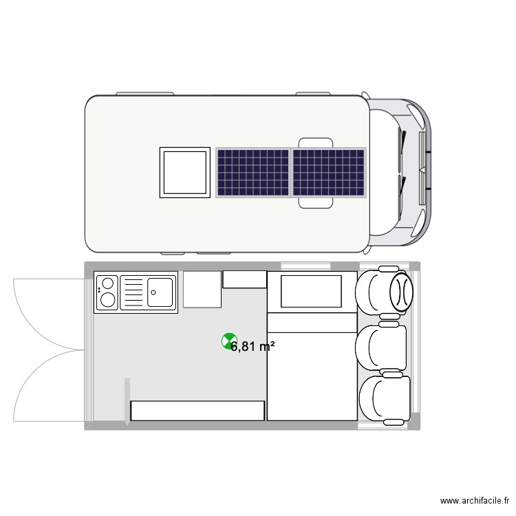 Camion. Plan de 1 pièce et 7 m2