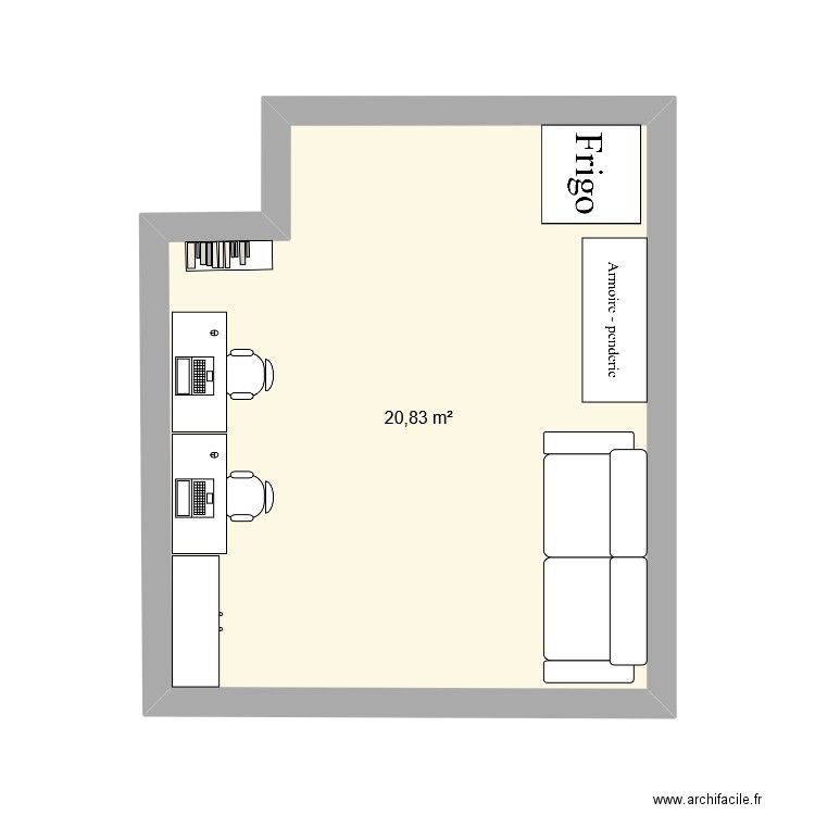 Réaménagement garage. Plan de 1 pièce et 21 m2