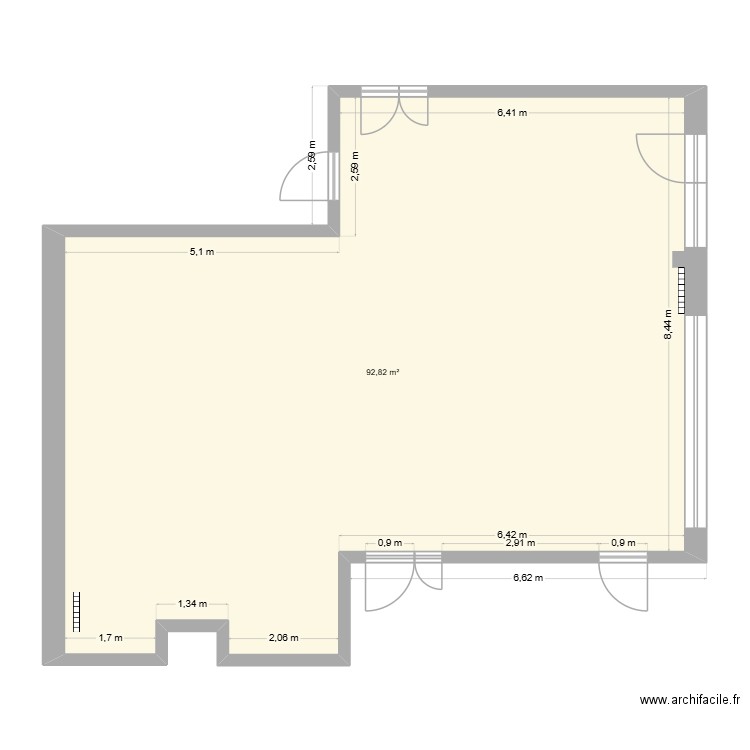 maison. Plan de 1 pièce et 93 m2