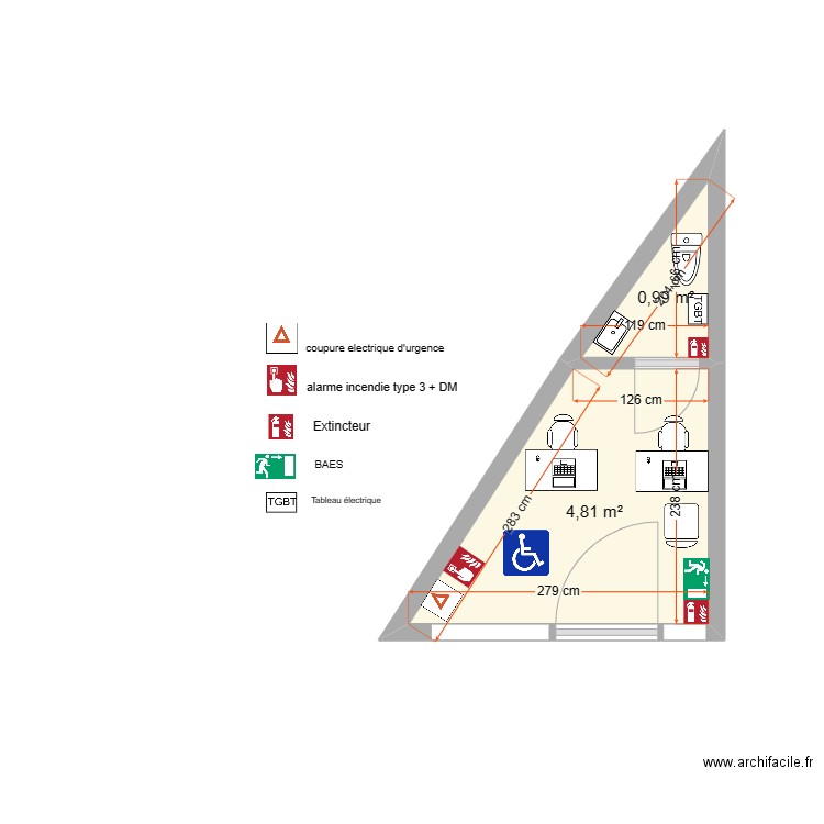 cabinet immobililier le patoux securité. Plan de 2 pièces et 6 m2