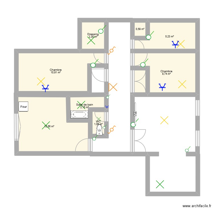 wassim zaouaou. Plan de 8 pièces et 44 m2