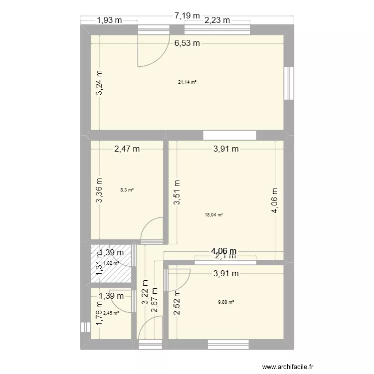 Fontaine au b. Plan de 6 pièces et 63 m²