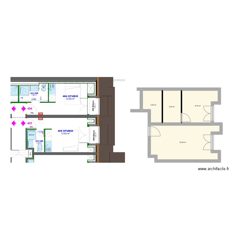 plan appartement AX LES THERMES. Plan de 4 pièces et 37 m2
