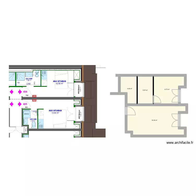 plan appartement AX LES THERMES. Plan de 4 pièces et 37 m²