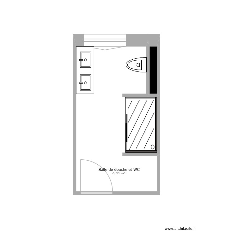 AURY. Plan de 2 pièces et 7 m2