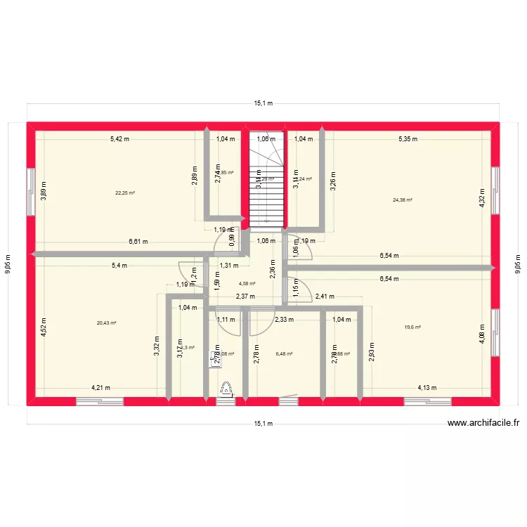 ETAGE 1. Plan de 12  et 116 m²