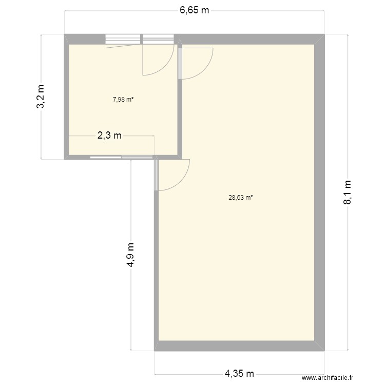 Rumillies. Plan de 2 pièces et 37 m2