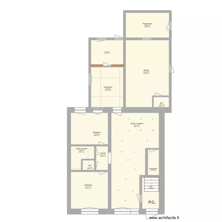 Plan Appart n° 1 _RDC spot. Plan de 13 et 128 m² Plan Appart n° 1 _RDC spot. Plan de 13 et 128 m²