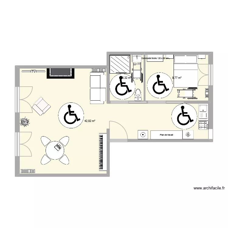 planPMR. Plan de 3  et 58 m²