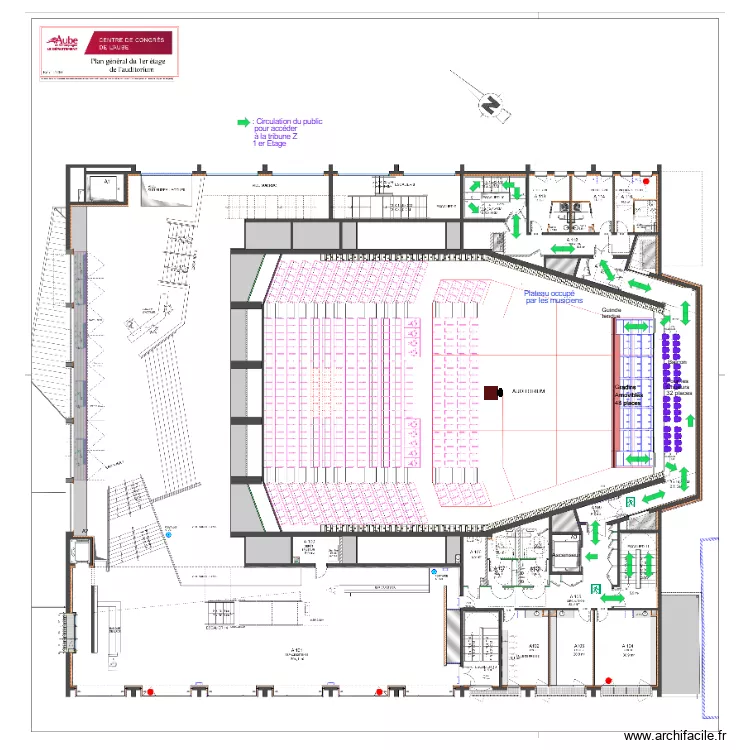 Auditorium Tribune Z 1er Etage accès C et J pour Choeurs Mai 2026. Plan de Auditorium Tribune Z 1er Etage accès C et J pour Choeurs Mai 2026. Plan de