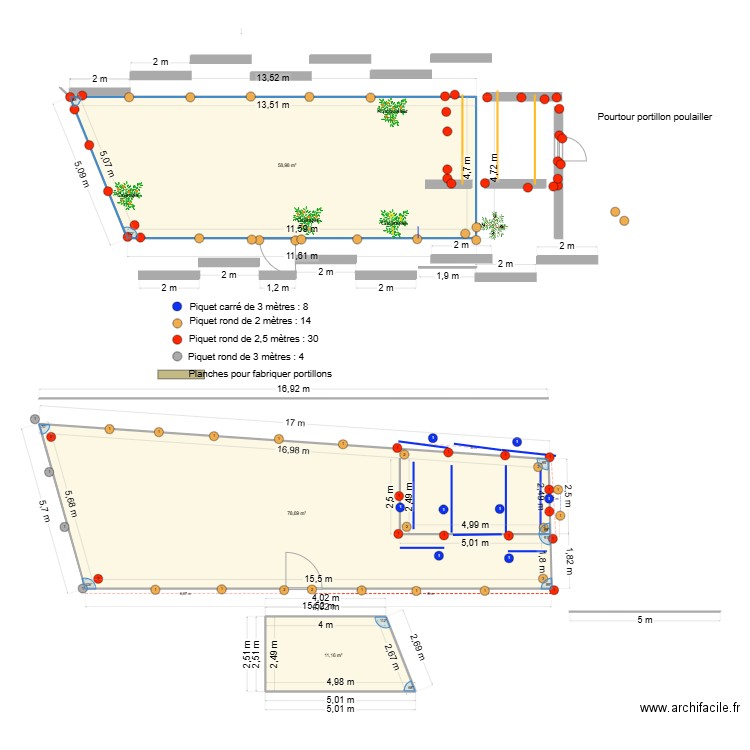 POTAGER 2025 piquets. Plan de 3 pièces et 149 m2
