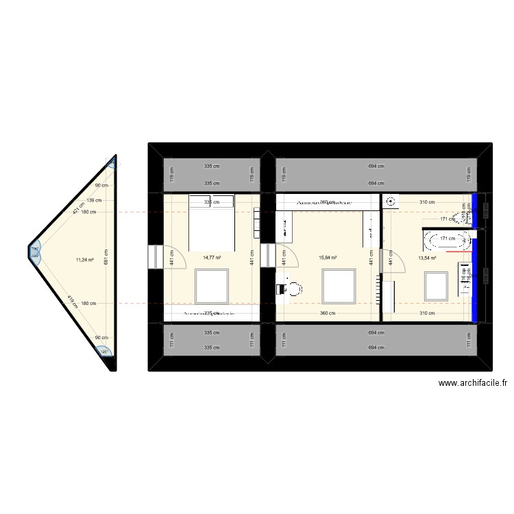 BENAS PROJET. Plan de 10 pièces et 79 m2